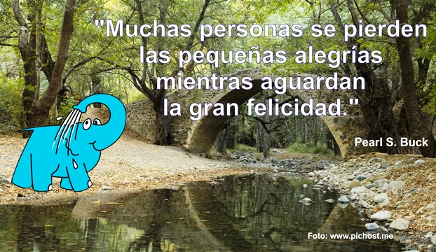 Una Enseñanza de Pearl S. Buck sobre La Felicidad, en La Frase del Día del Centro de lavado de coches Elefante Azul de Avilés